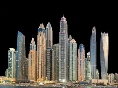 Dubai Marina skyline at night